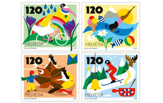 Bưu chính Thụy Sỹ phát hành bộ tem về Bốn mùa