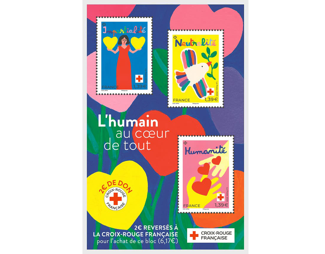 Bưu chính Pháp phát hành tờ block tem về Hội chữ thập đỏ