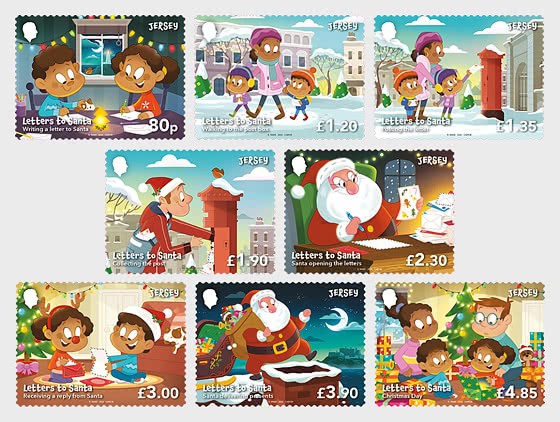 Bưu chính Jersey phát hành bộ tem “Thư gửi Ông già Noel”