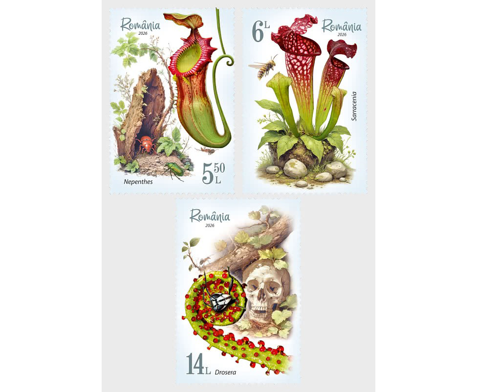Bưu chính Romania phát hành bộ tem về các loài cây ăn thịt