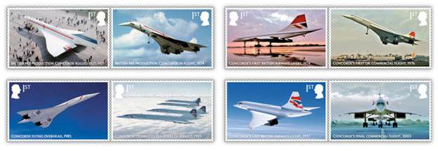 Bưu chính Hoàng gia Anh phát hành bộ tem kỷ niệm 50 năm ngày máy bay Concorde đi vào hoạt động thương mại