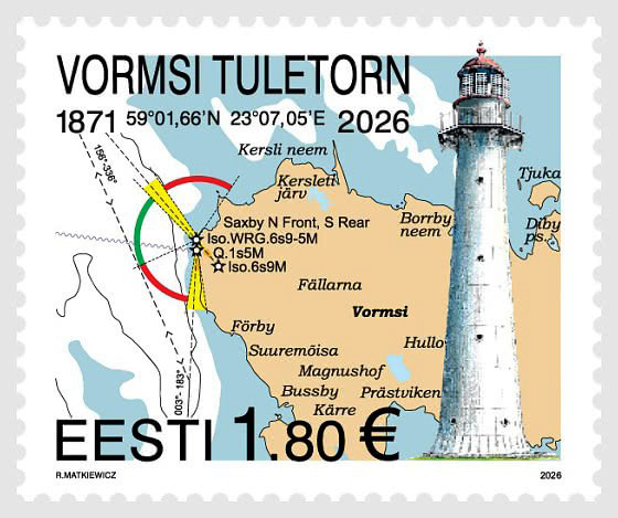 Bưu chính Estonia phát hành bộ tem về ngọn hải đăng Vormsi