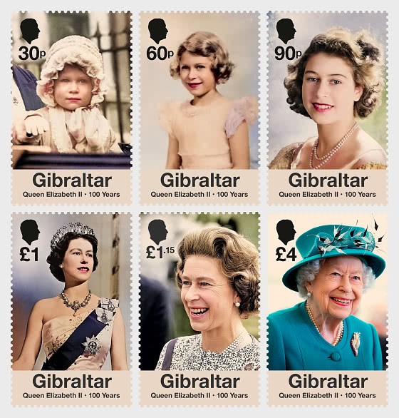 Bưu chính Gibraltar phát hành tem kỷ niệm 100 năm ngày sinh Nữ hoàng Elizabeth II
