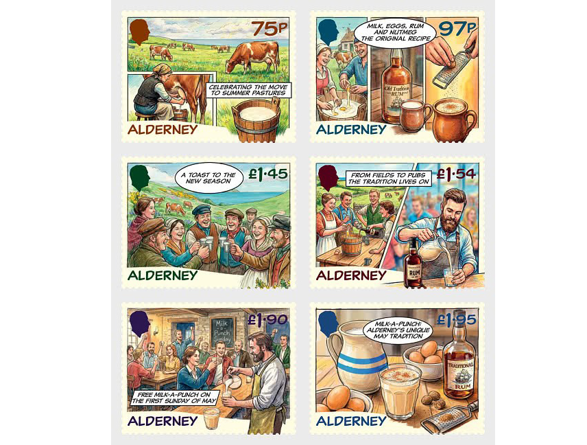 Bưu chính Alderney phát hành bộ tem kỷ niệm lễ hội rượu sữa