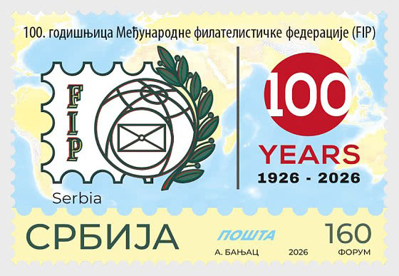 Bưu chính Serbia phát hành tem kỷ niệm 100 năm thành lập Liên đoàn Tem chơi Quốc tế