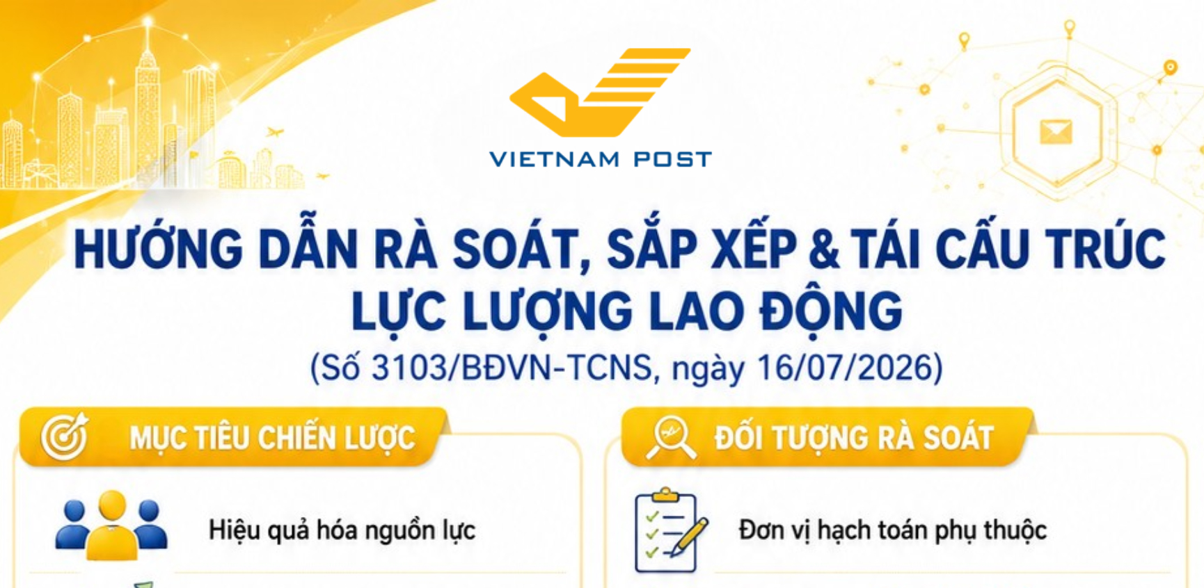 Tổng công ty ban hành hướng dẫn rà soát, sắp xếp và tái cơ cấu lực lượng lao động