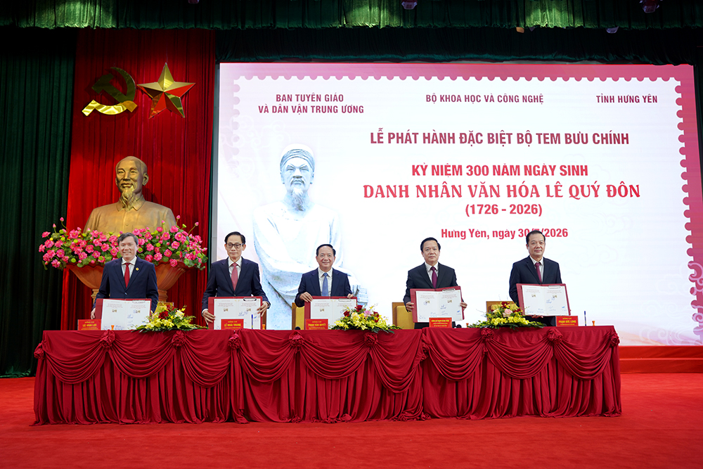 Phát hành đặc biệt bộ tem tôn vinh 300 năm ngày sinh Danh nhân văn hóa Lê Quý Đôn