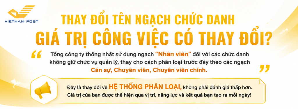 Bưu điện Việt Nam thống nhất tên ngạch chức danh: Mỗi vị trí, mỗi đóng góp đều được trân trọng