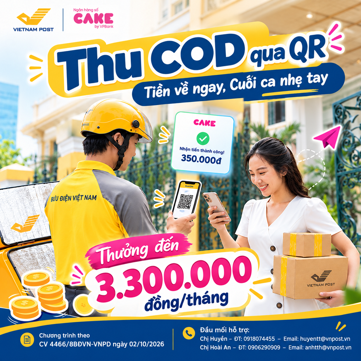Thu COD qua QR: Bưu tá giảm áp lực tiền mặt, thêm cơ hội nhận thưởng