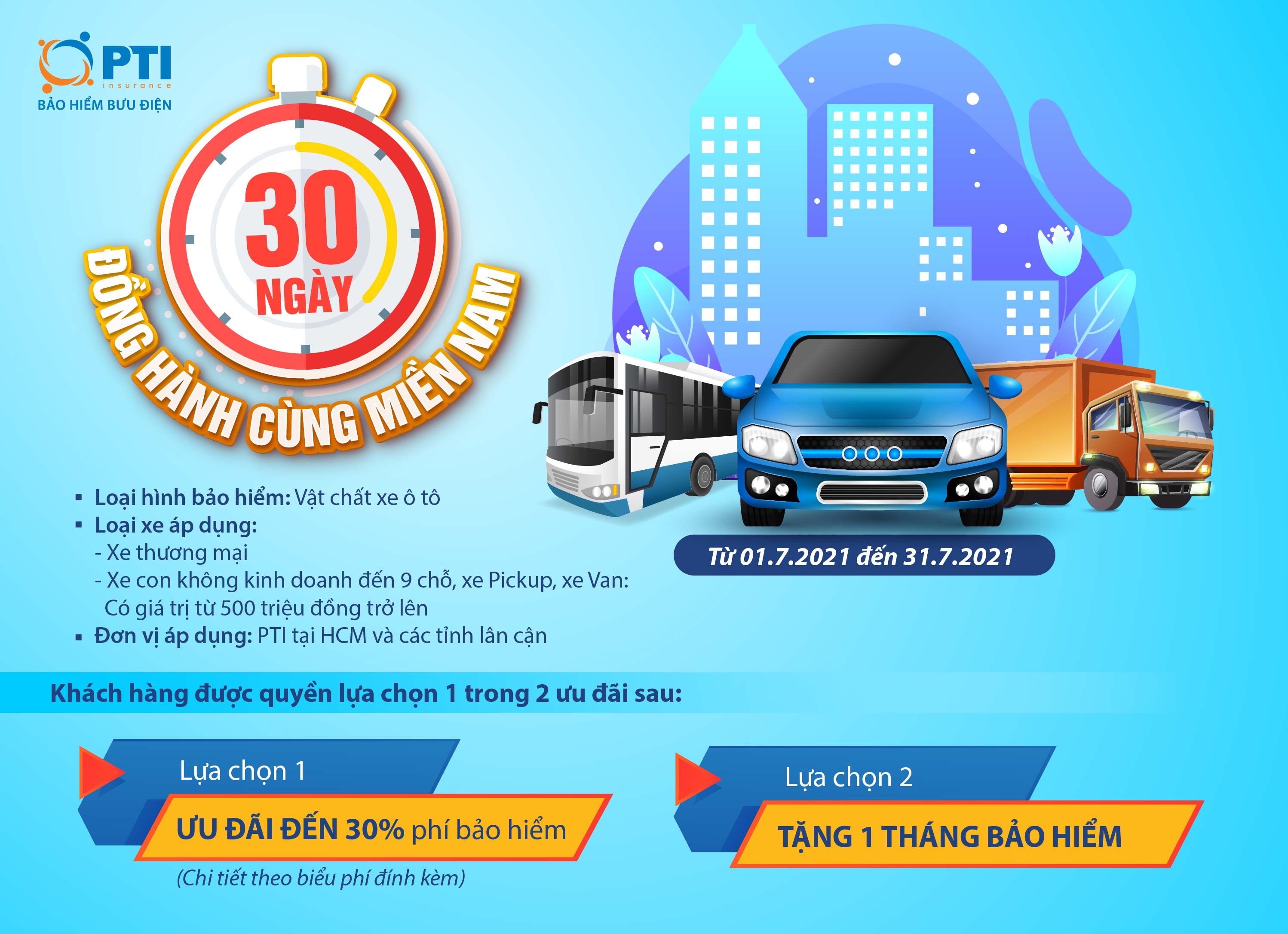 PTI ưu đãi cho khách hàng tham gia bảo hiểm vật chất xe ô tô