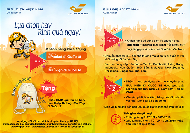 Attractive promotions for E-Packet and international parcel services