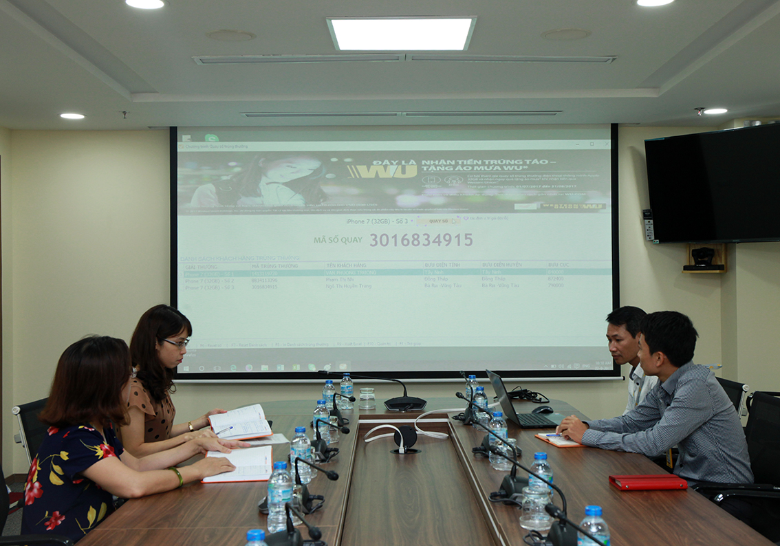 Quay số chương trình khuyến mại “Nhận tiền trúng Táo, tặng áo mưa WU”