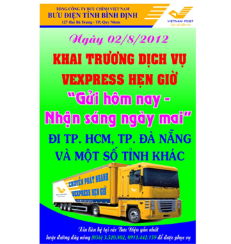 Bưu Điện tỉnh Bình Định  liên kết mở dịch vụ chuyển phát nhanh VExpress hẹn giờ 