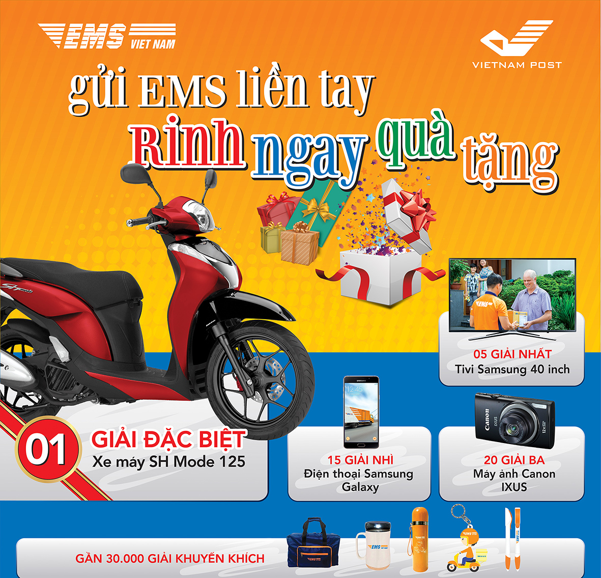 Nhiều quà tặng hấp dẫn trong chương trình “Gửi EMS liền tay – Rinh ngay quà tặng”