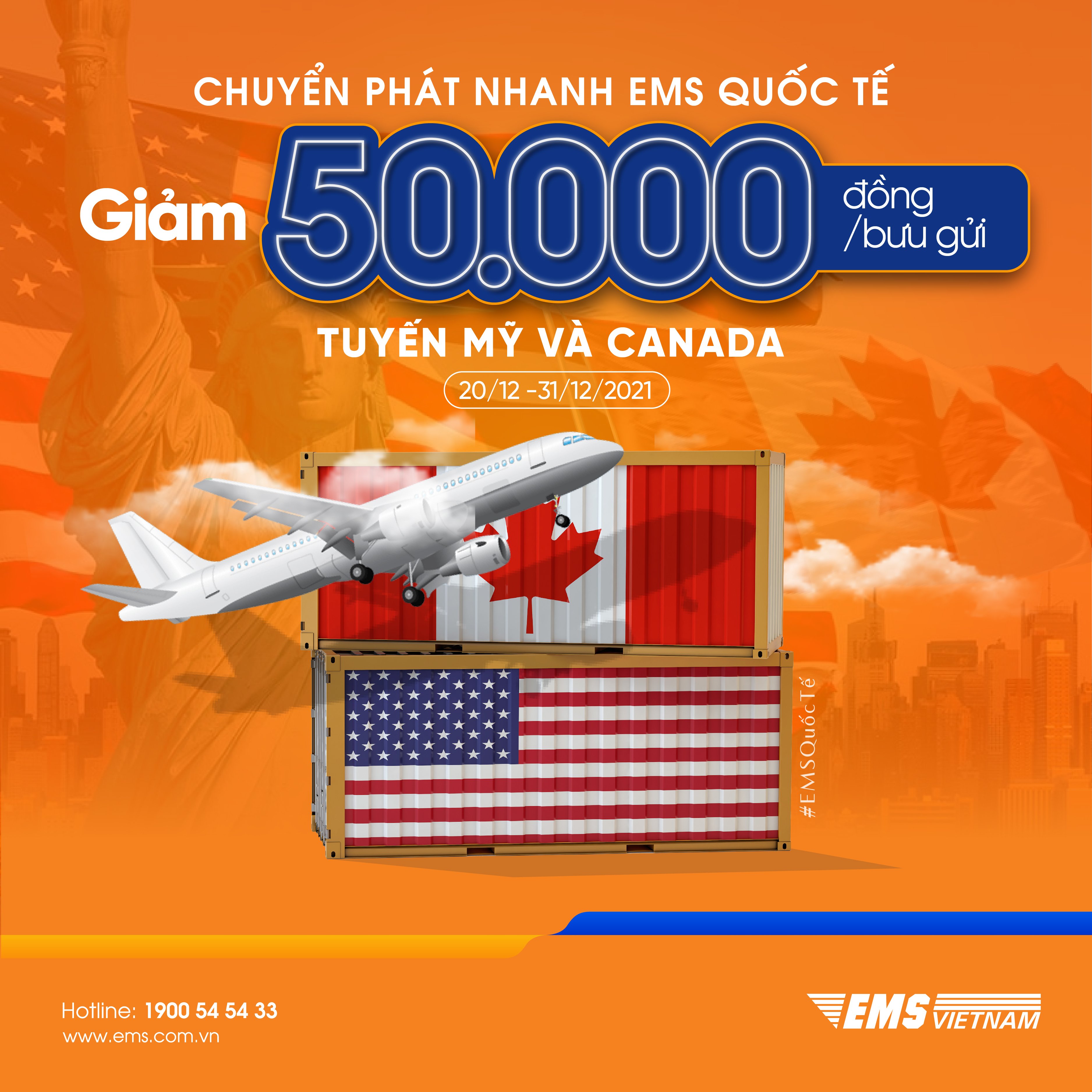 Ưu đãi gửi hàng quốc tế đi Mỹ và Canada