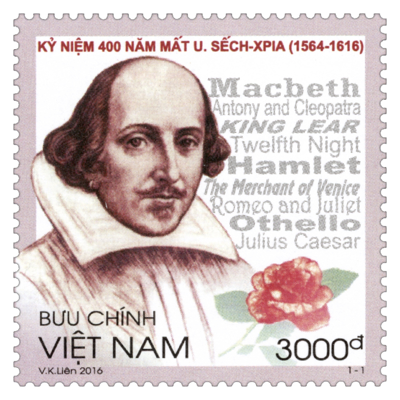 Giới thiệu bộ tem “Kỷ niệm 400 năm mất U. Sếch-xpia (1564-1616)”