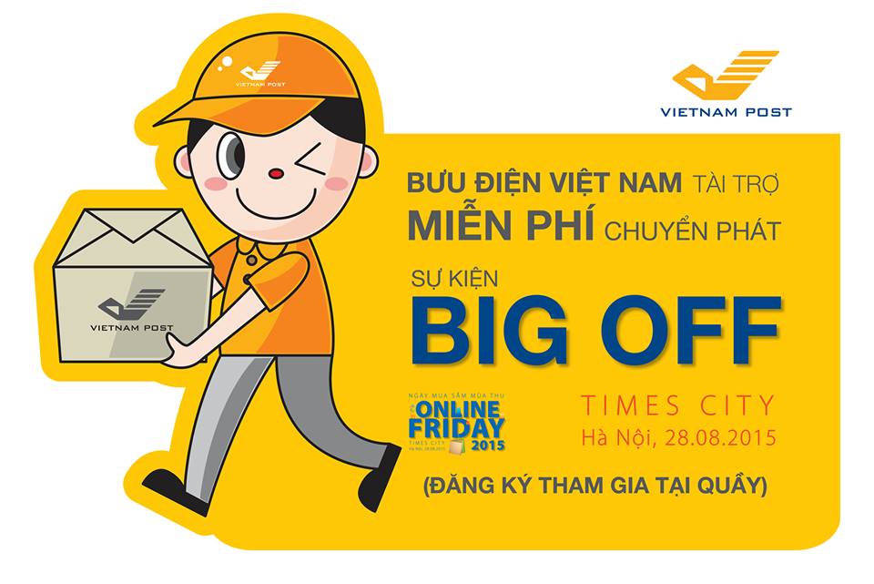 Bưu điện Việt Nam: Miễn phí chuyển phát tại sự kiện Big Off trong Ngày mua sắm trực tuyến mùa thu 2015